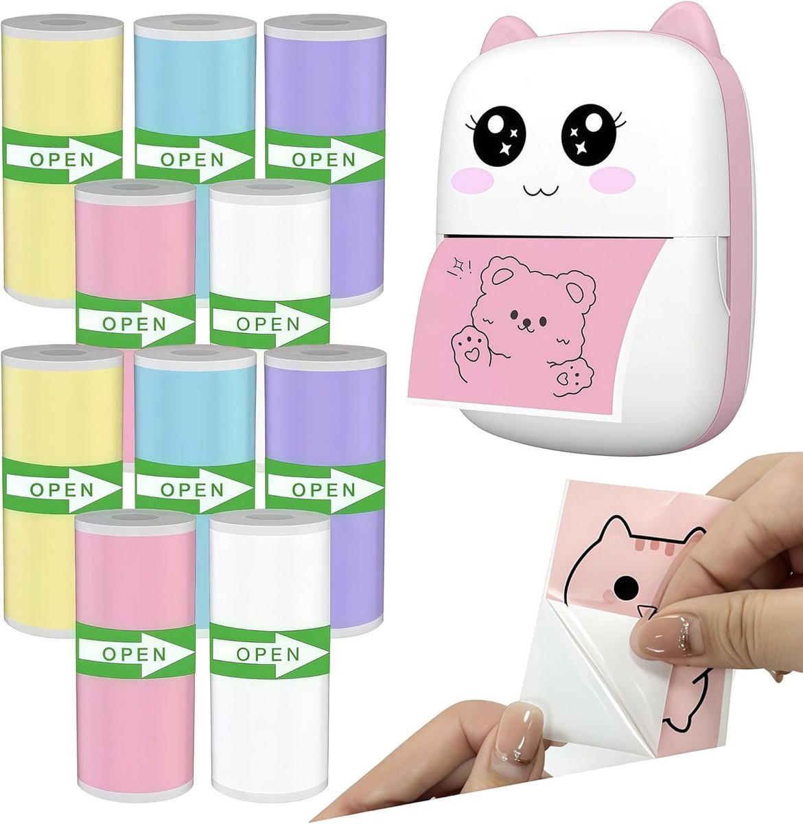 YOYEAH 10 rollen zelfklevend thermisch papier (57 x 25 mm) voor kindercamera's en mini-printers, compatibel met VTech - ShopVlot