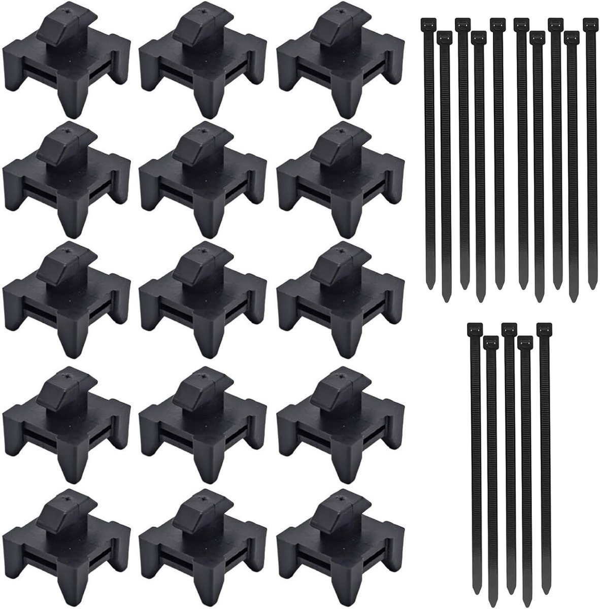 Kabelclips voor 4040 aluminium profiel groef 8, zwarte profielkabelhouder met 15 kabelbinders 8 x 200 mm, kunststof draadclips voor kabelbeheer op aluminium profielen, werkbank, machine