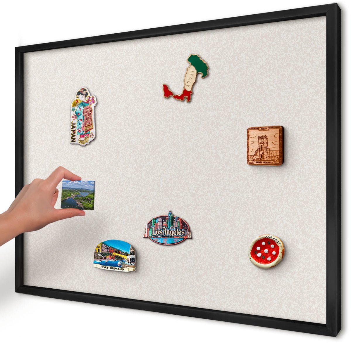 Artprintcave Romig Magneetbord mit Zwart Frame - 70x50 cm - Romige Textuur Magnetische Organizer - Minimalist Memobord Keuken - Texturen