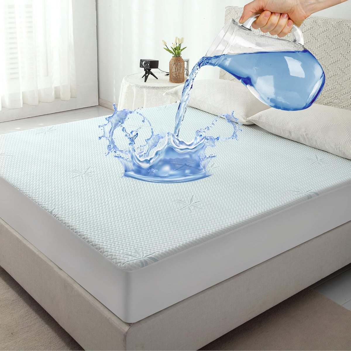 SnelShoppen - Waterproof Matrasbeschermer 140x200cm, Zacht en Ademend, Geluidsloos, OEKO-TEX Gecertificeerd, Machinewasbaar, Diepe Hoes voor Baby's en