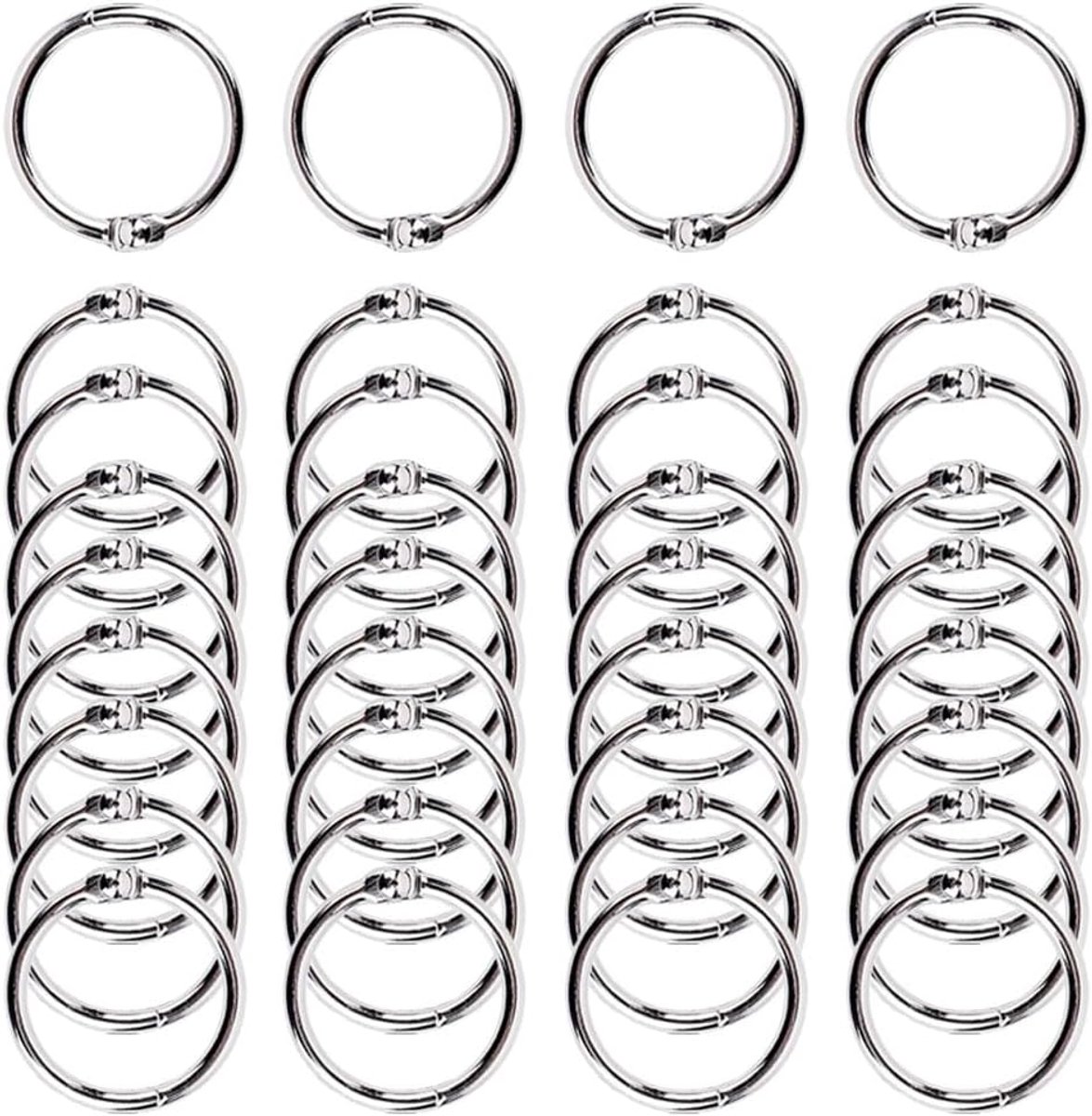 100 stuks bindringen, 35 mm, boekbinderringen, indexkaarten, ring, metaal, losse bladeren, boek, ringen, zilver