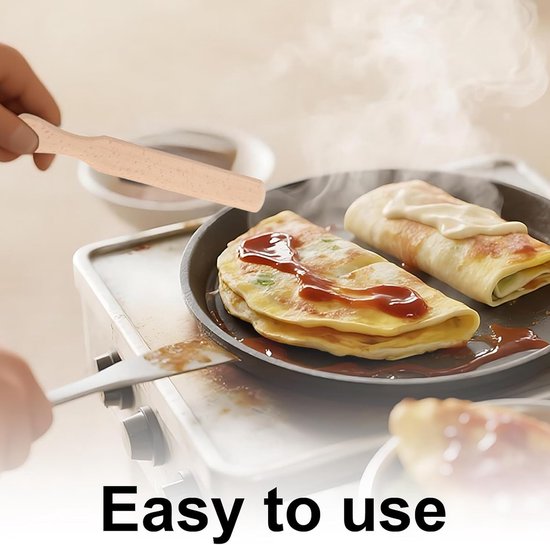 Pannenkoekenset van beukenhout, 4-delige set met pannenkoekenspatel, pannenkoekenverdeler, spatel en schraper voor pannenkoeken en deegverdelers, accessoires — afbeelding 3
