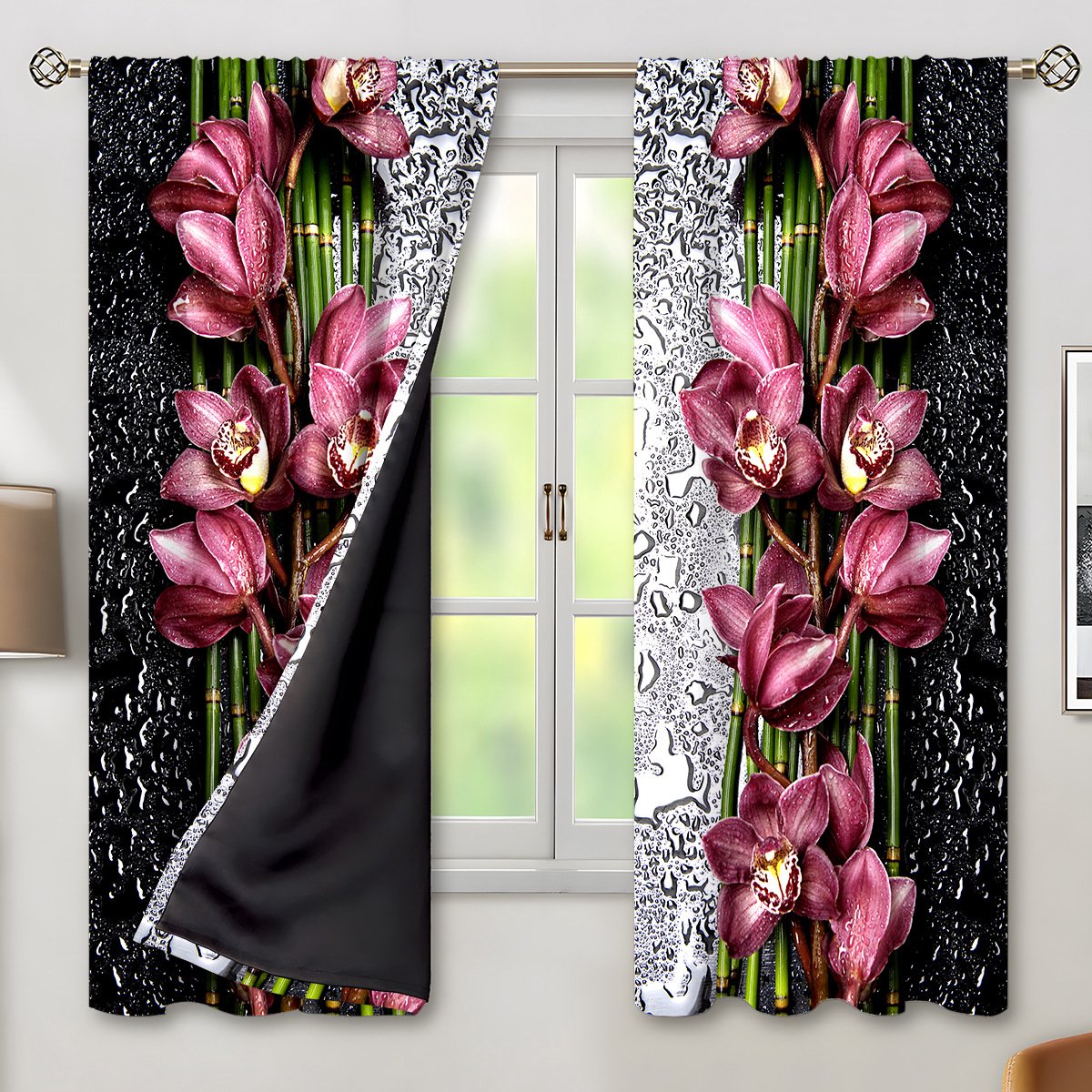 Verduisteringsgordijn - 2 Panelen - 90x210cm - Bloemenpatroon - Thermisch Geïsoleerd - voor Woonkamer en Slaapkamer