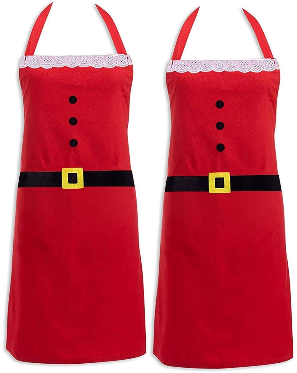 Omgoods - 2-Pack Kerst Schort - Unisex Rode Keuken Schorten