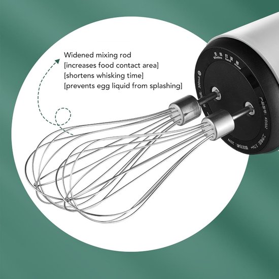Draadloze Mixer - Keukenmixer Garde - Bakken En Koken - USB Oplaadbaar - 20 x 10 x 9 cm - Wit — afbeelding 3