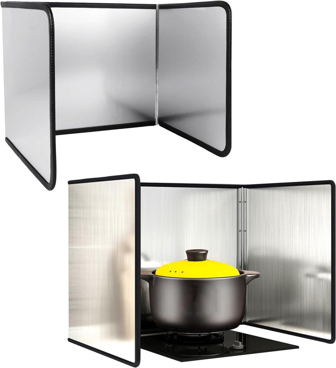 Spatdeksel for fornuis - Oliescherm Kookplaat - Schoon Koken - Opvouwbaar driedelig ontwerp - 30x40x40cm - Zilver