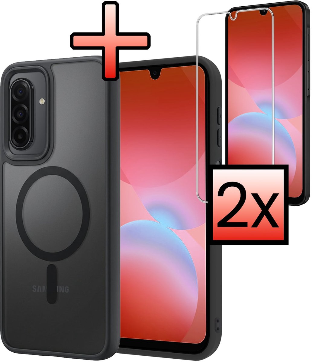 Hoesje - Met 2x Screenprotector - Geschikt voor Samsung Galaxy A26 - Magsafe Compatible - Sterk & Shockproof - Back Cover - Shock Proof Case - Telefoon Hoes - Zwart