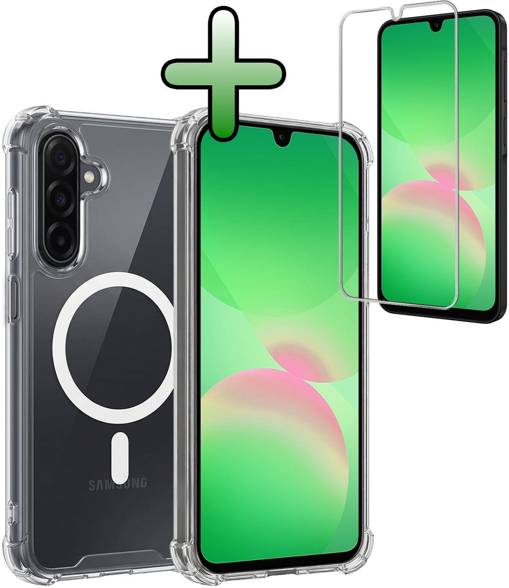 Hoesje Met Screenprotector - Geschikt voor Samsung Galaxy A26 - Magsafe Compatible - Sterk & Shockproof - Back Cover - Shock Proof Case - Telefoon Hoes - Transparant