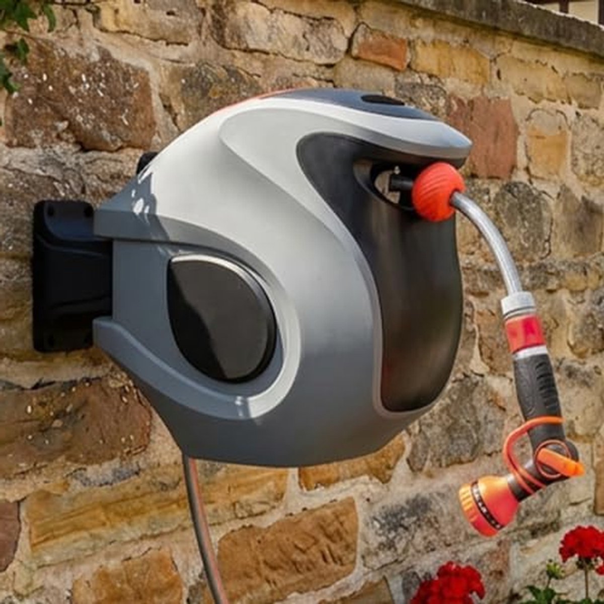 Slanghaspel Automatisch - Tuinslangoprolsysteem Slangbox - Tuin Bewateren - Automatische Terugslagvergrendeling - 30 Meter - Zwart