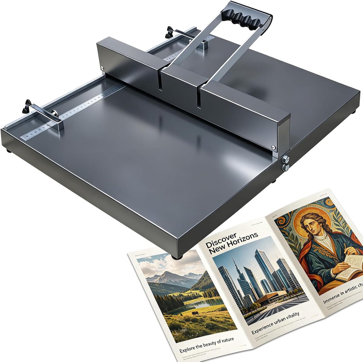 SnelShoppen - Handmatige Groefmachine 350 mm, A3/A4 Vouwmachine met Positioneringsplaat en Liniaal, Voor Precisie Vouwen van Wenskaarten, Brochures, F
