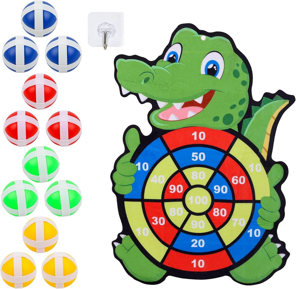 SnelShoppen - Dartbord voor Kinderen met 12 Zelfklevende Ballen - Hangend Dartbord voor Kinderen 3-9 Jaar - Perfecte Verjaardagscadeaus voor Buiten en