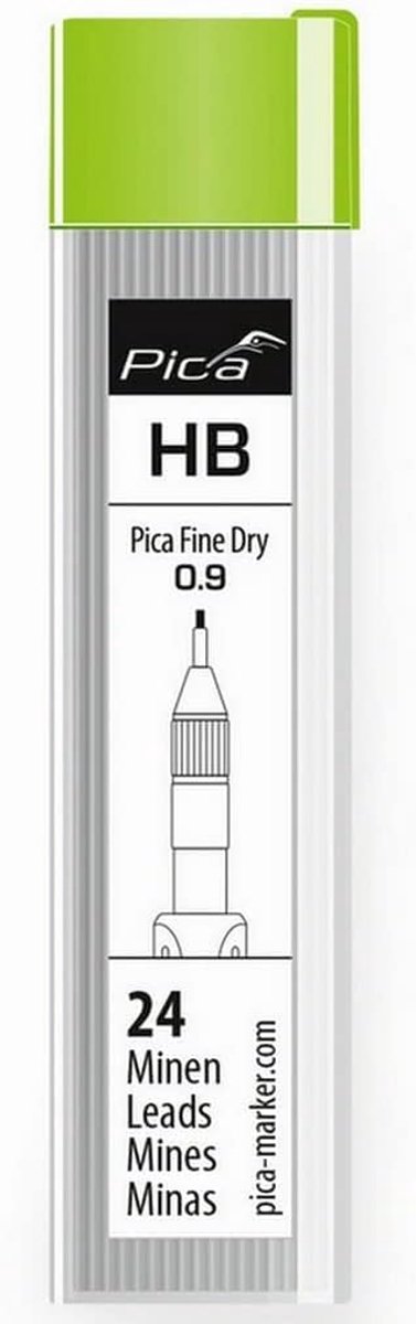 SnelShoppen - PICA Fine Dry 7030 Navullingen Grafiet 9 mm, Voor Alle Oppervlakken, Voor Precisietekeningen Zonder Vlekken, Groene Kleur, 0.9 mm Dikte