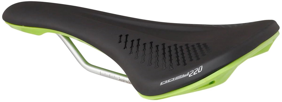 SnelShoppen - Spank Oozy Fietszadel Unisex Volwassenen, Zwart/Groen, Comfortabel en Duurzaam Fietszadel voor Fietstochten, Verstelbaar en Ergonomisch