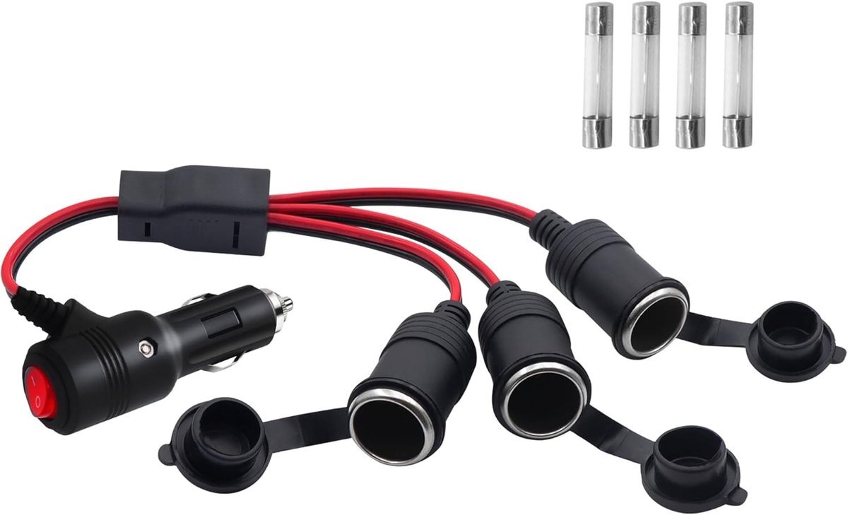 Sigarettenaansteker splitter 12V/24V - 1 naar 3 adapter - met schakelaar - ideaal voor meerdere apparaten - ShopVlot