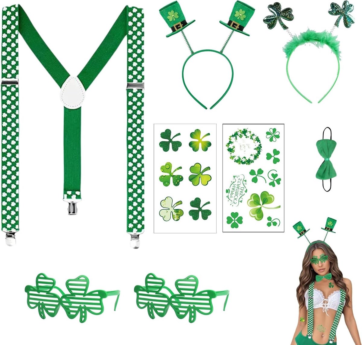 Uniek St. Patrick's Day Kostuum met Hare & Eieren Motief, Accessoires voor Feest en Carnaval