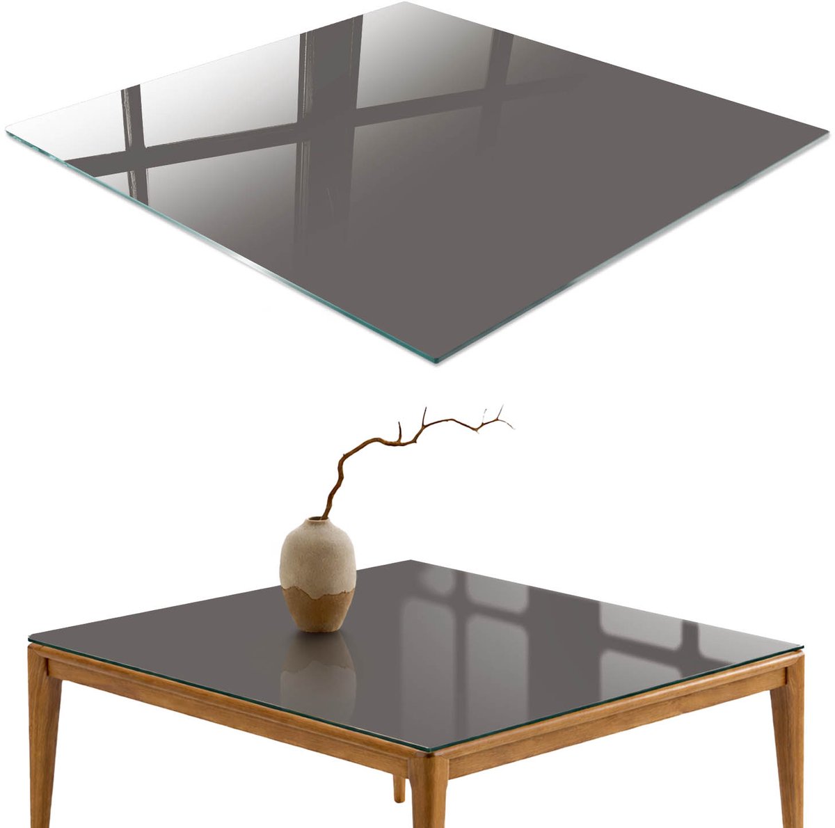ArtPrintCave Donkergrijs Glazen Tafelblad - 50x50 cm - Tafelblad Vierkanten - Grijs Keukentafel - Achtergronden en patronen Glazen Eettafel