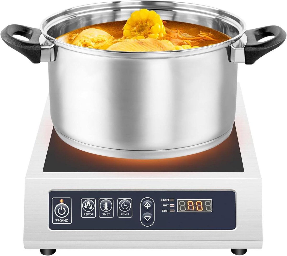 Inductie Kookplaat - Elektrische Kookplaat Draagbare Kookplaat - Koken Buiten Huis - 10 Temperatuurstanden - 3500W - Zilver Blauw Zwart