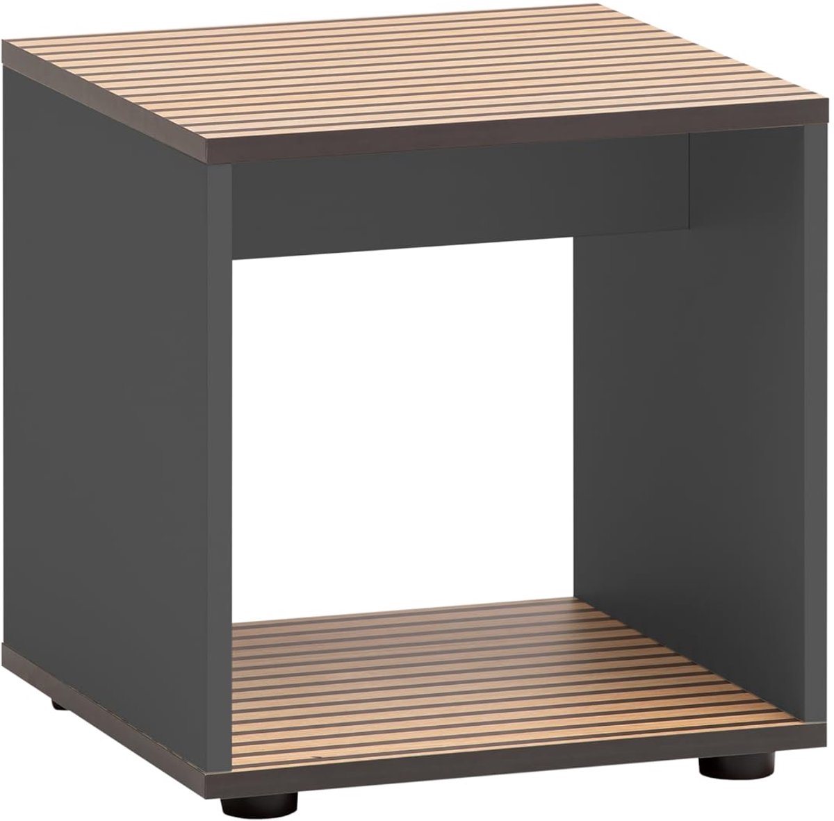 SnelShoppen - Poef Katta 40x40 cm antraciet met akoestisch plaat-look, veelzijdig zitmeubel voor woonkamer, tuin, feest en kinderen