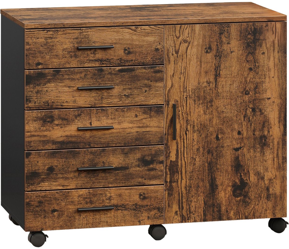 Rolcontainer - Archiefkast - Kast met deur - 40 x 80 x 65 cm - Bruin