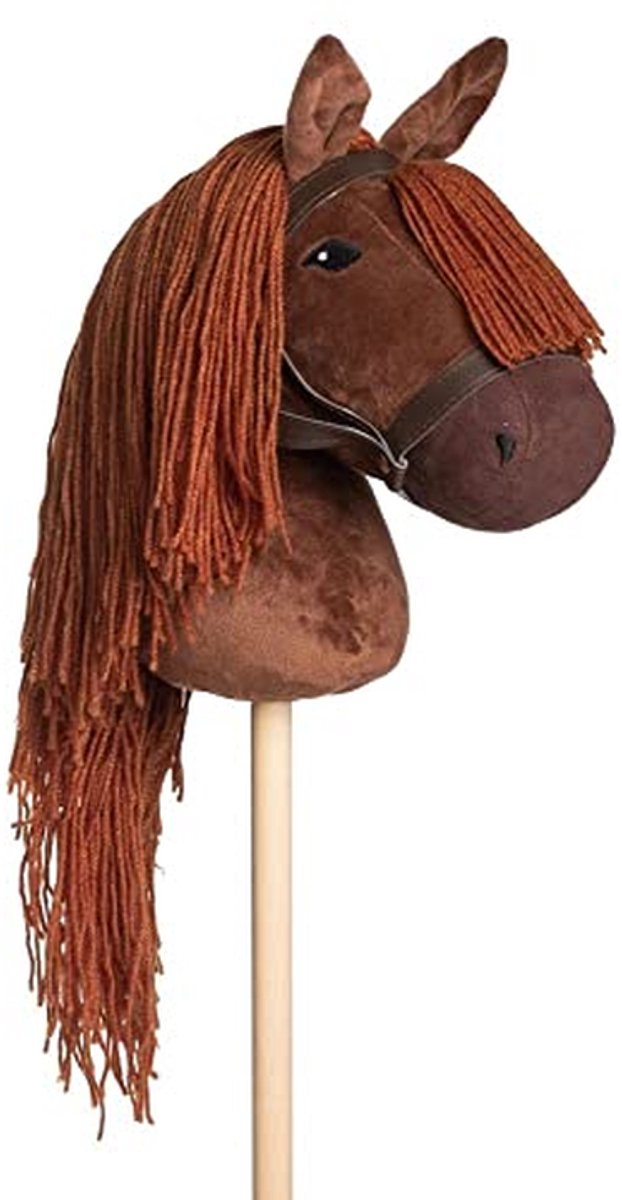 Stokpaard met Rugzak - Hobby Paardje - Spelen en Cuddlen - Zachte Manen - 68 cm - Bruin
