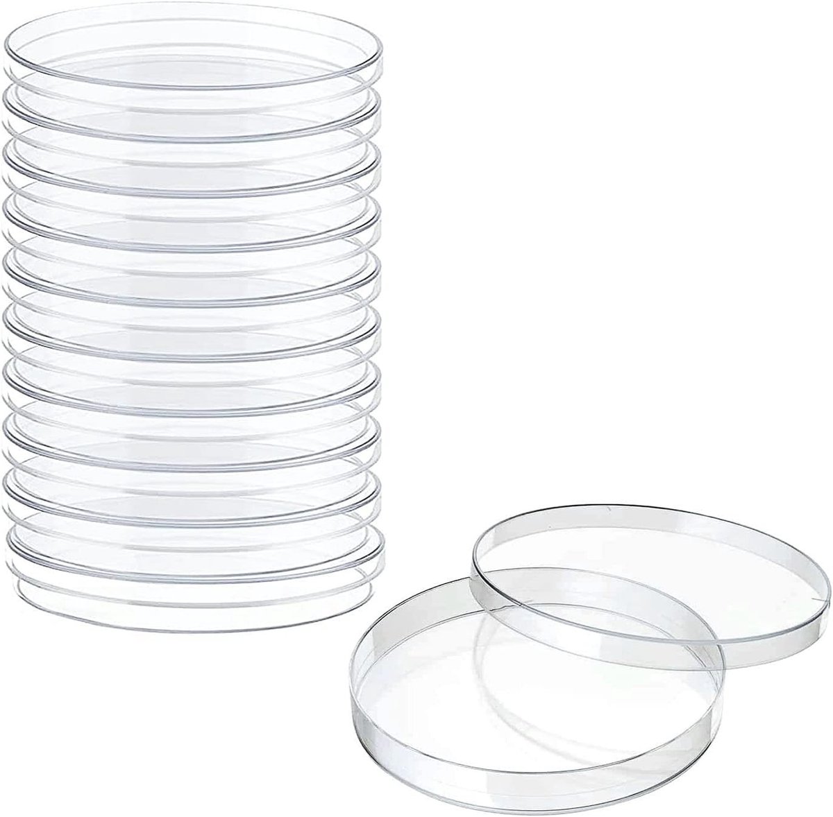 20 x Steriele Plastic Petri Schalen 70 mm x 15 mm met Deksel voor Laboratorium Bacteriekweek en Gistkweek