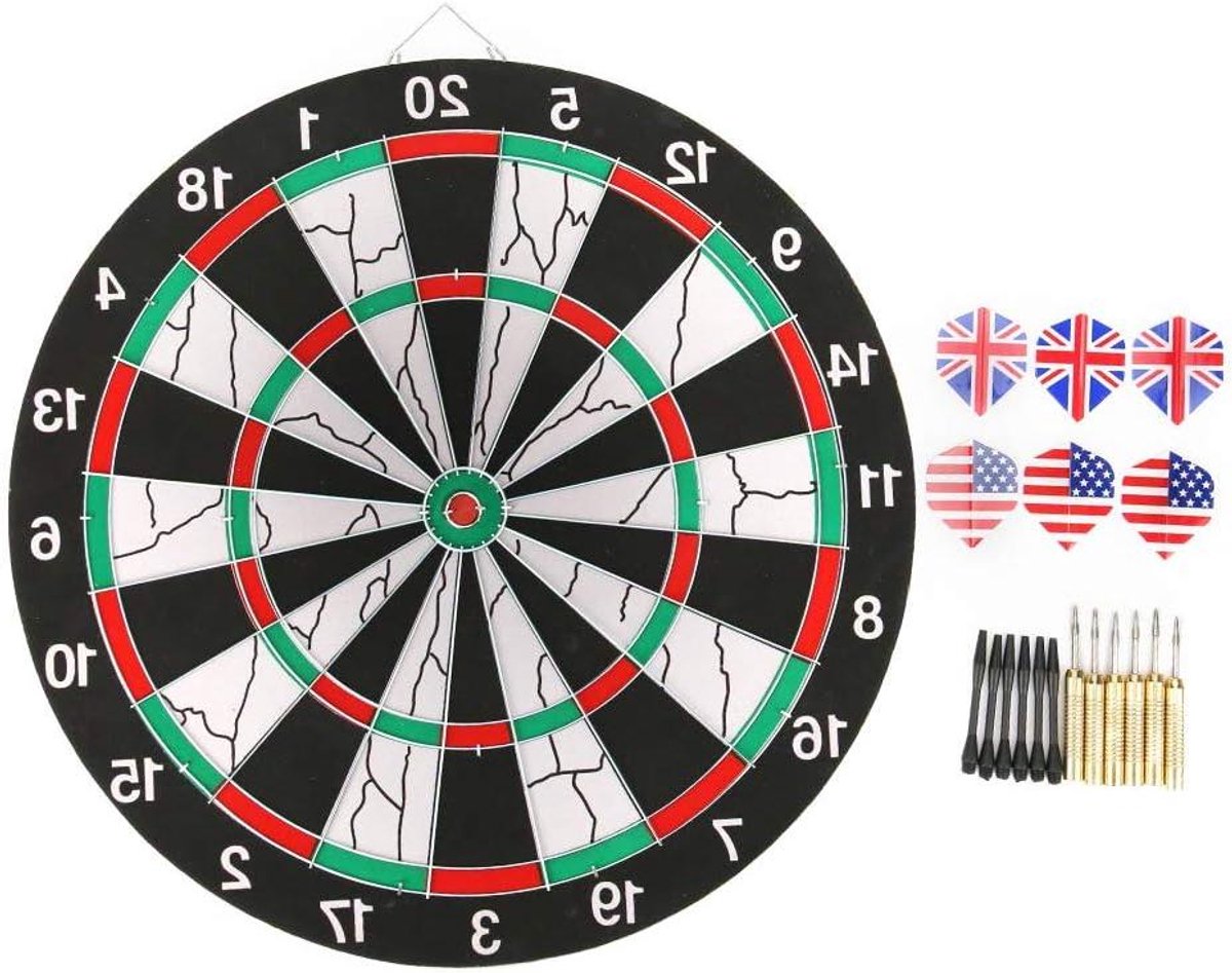 Dartbord Set - Pijltjesbord Spel - Thuis Spelen - Dubbelzijdig Bord - 38 x 38 cm - Niet gespecificeerd