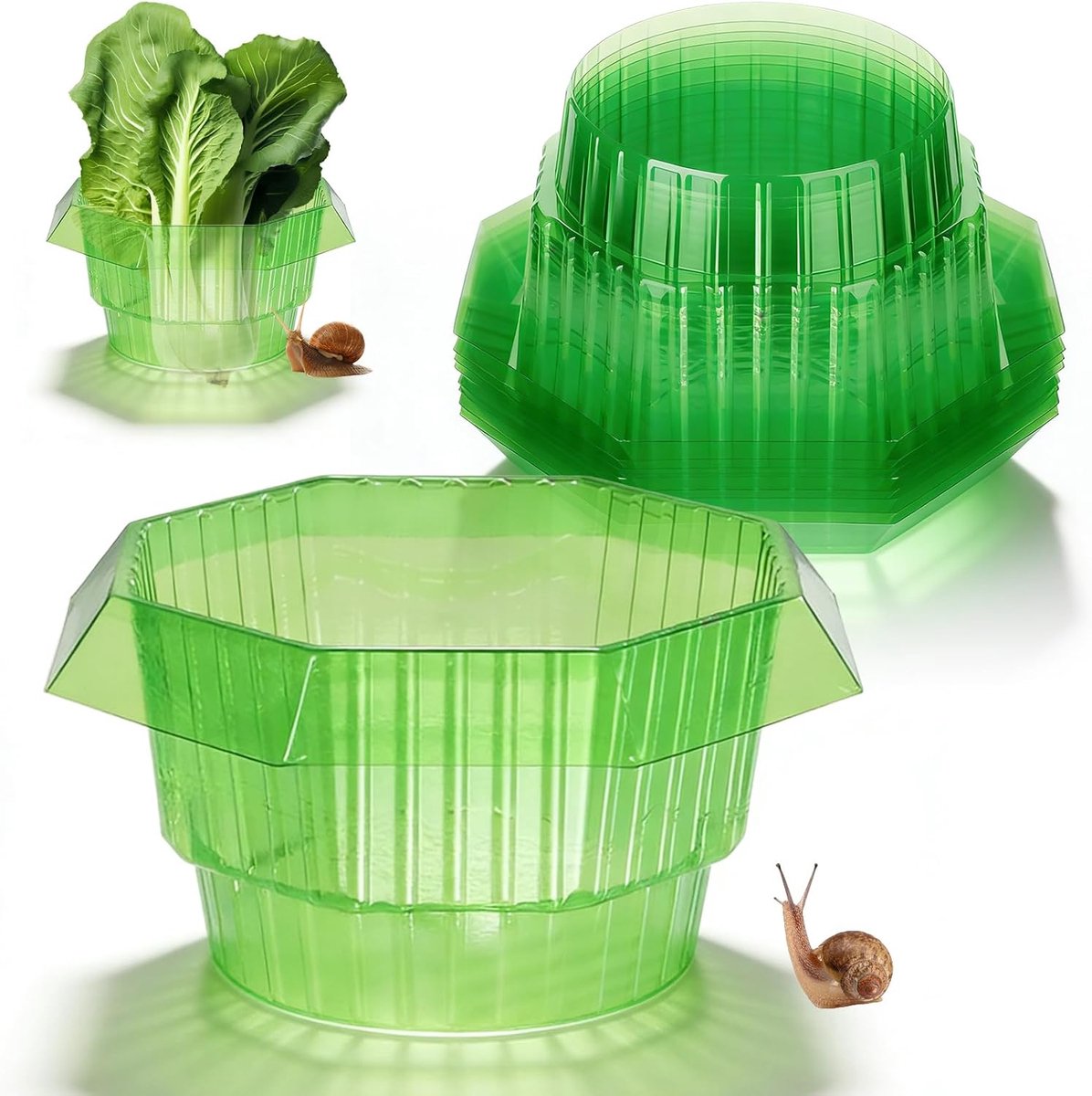 Slakkenkraag, slakkenkraag van plastic, slakkenbeschermringen, slakkenafweer zonder chemicaliën, herbruikbare slakkenbescherming voor slaplanten en kool