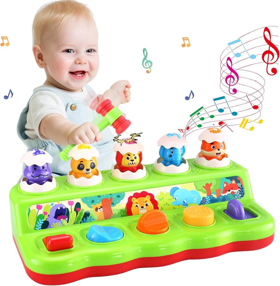 Pop-up babyspeelgoed met muziek en verlichting, Montessori-speelgoed voor 1 jaar, ontwikkeling van jonge kinderen, oorzaak en gevolg, cadeau voor baby's