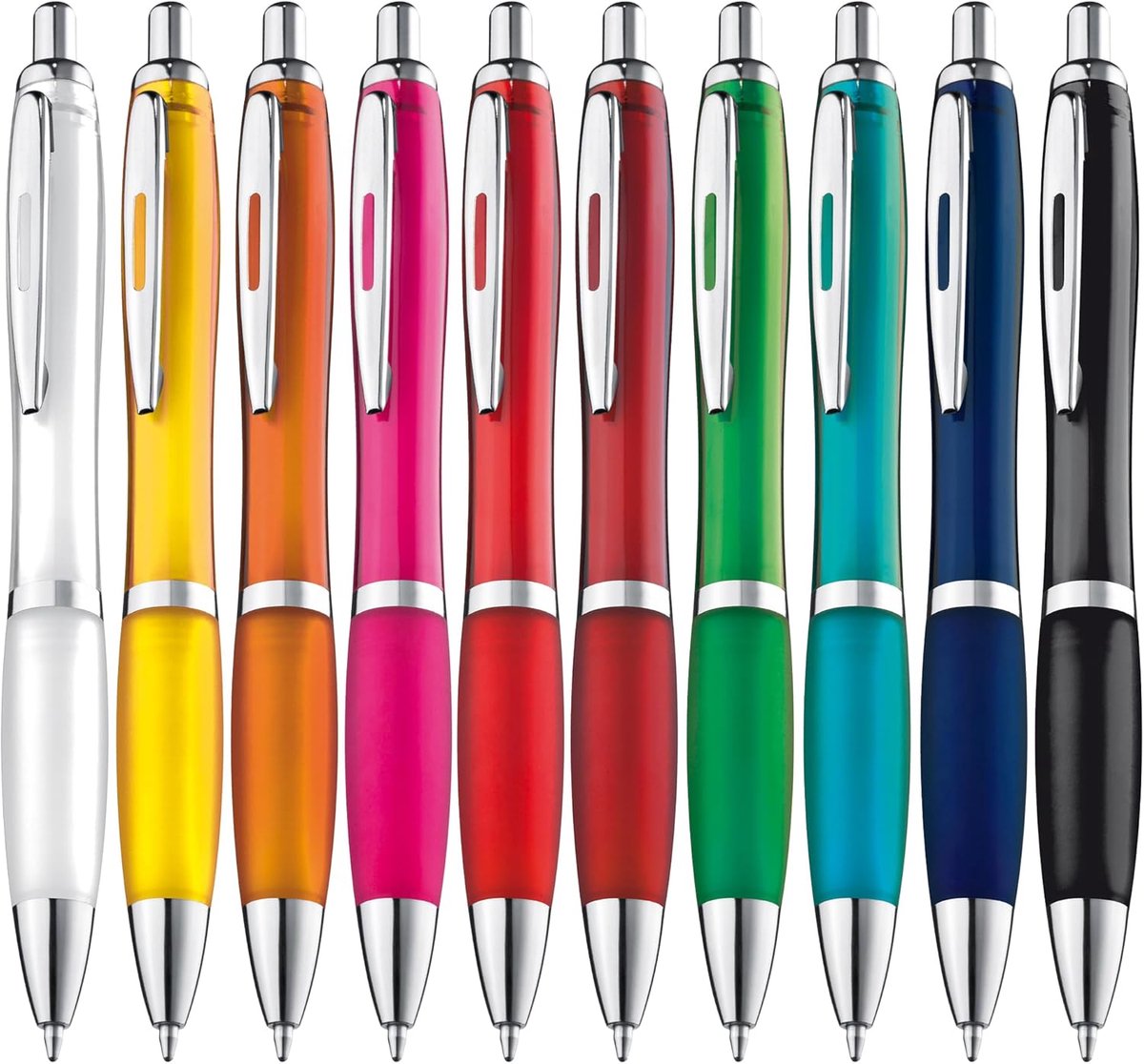 balpenset, 10 stuks, premium hoogwaardig, antislip balpen voor eenvoudig en zacht schrijven, blauwschrijvend, kleurrijk