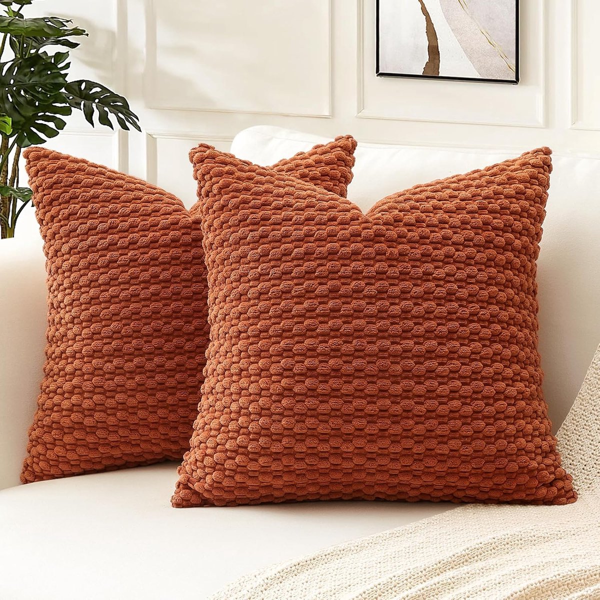 Cushion Covers 40 x 40 cm - Superzachte Corduroy - Boho Gestreept - Perfect voor Sofa of Slaapkamer - SnelShoppen