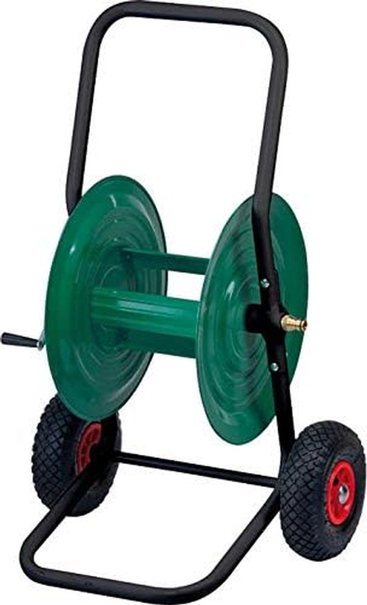 Slanghaspel Metaal - Slangwagen Trolley - Tuinslang Opbergen - Krasbestendig Gecoat Staal - 80 m Bereik - Grijs