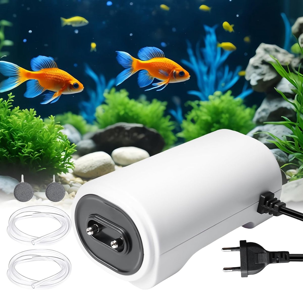 8 W, regelbare zuurstofpomp, aquariumpomp, luchtpompen voor aquaria, zuurstofpomp, aquarium, stil, beluchter, aquarium, voor aquaria, 50-500 l
