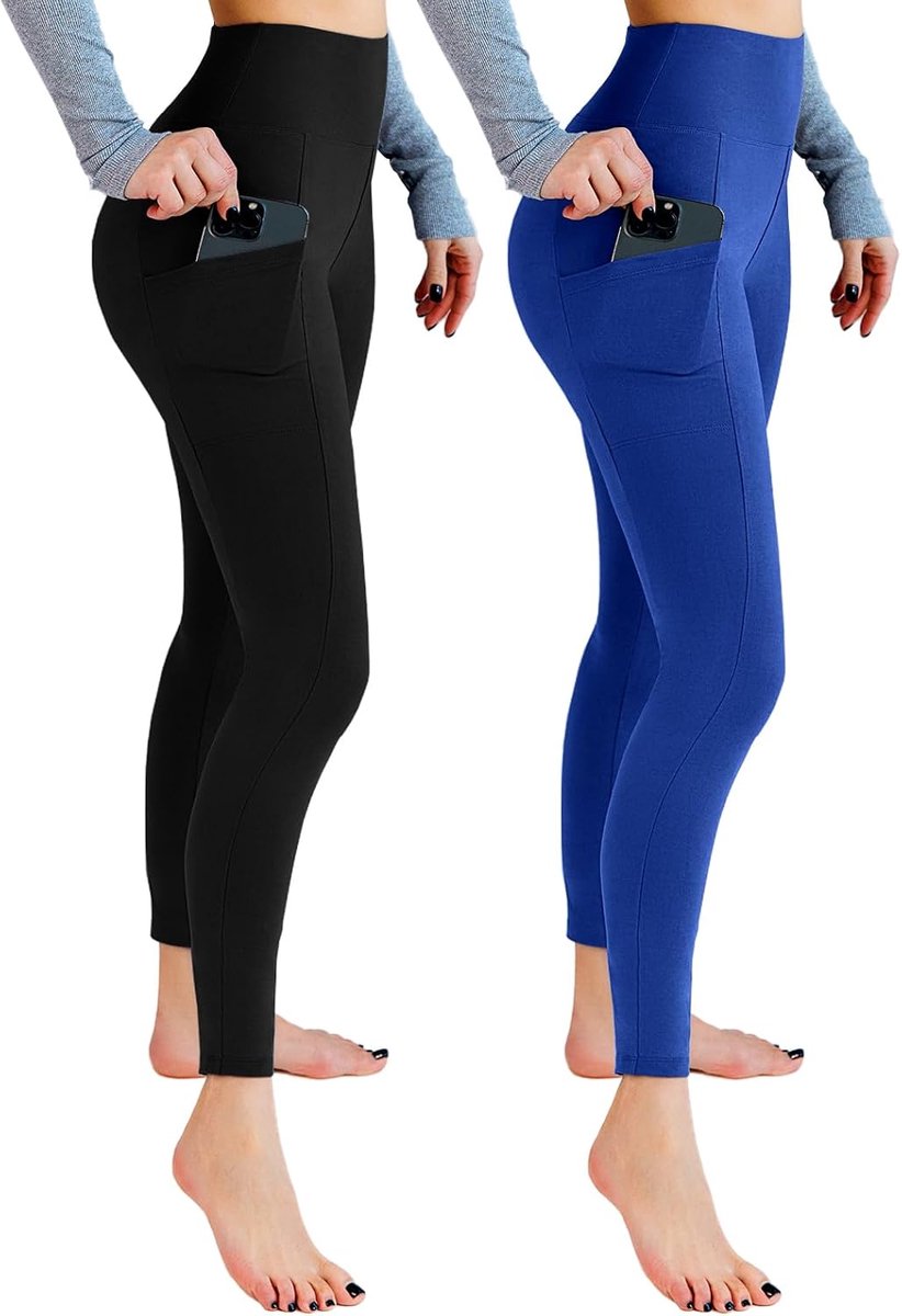Leggings voor dames, hoge taille, ondoorzichtige leggings met zakken