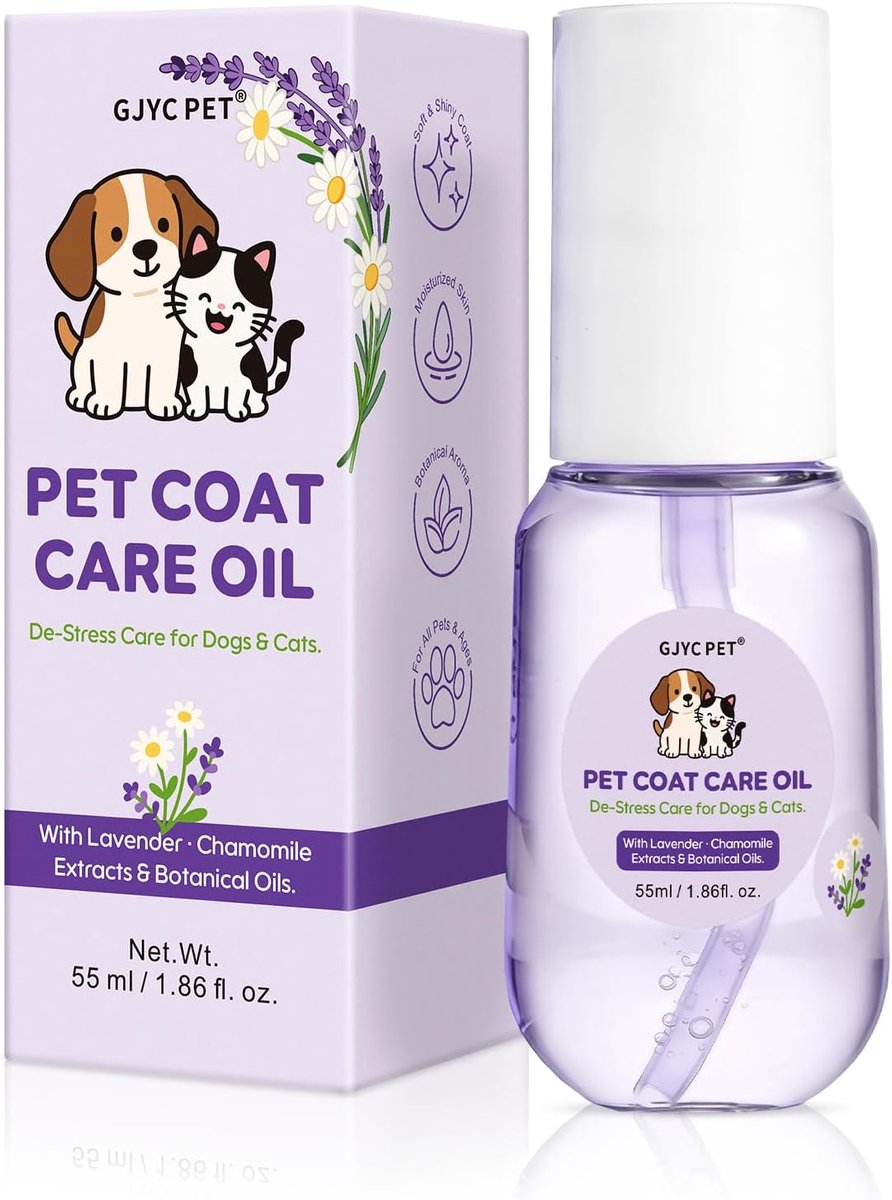 Honden- en kattenconditioner zonder spoelen - 55 ml - lavendel en kamille - ontspannende en hydraterende verzorging - ShopVlot