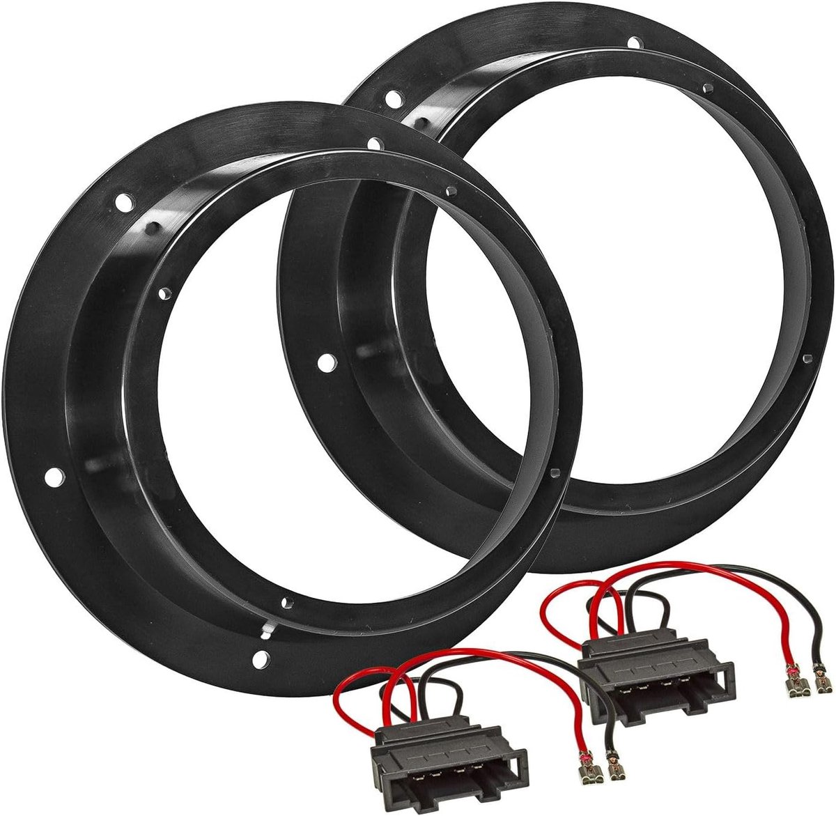 tomzz Audio 2857-011-1 luidsprekerringadapter + kabel, compatibel met VW Golf 5, Caddy Tiguan Touran Touareg 165 mm luidspreker zonder geluidssysteem