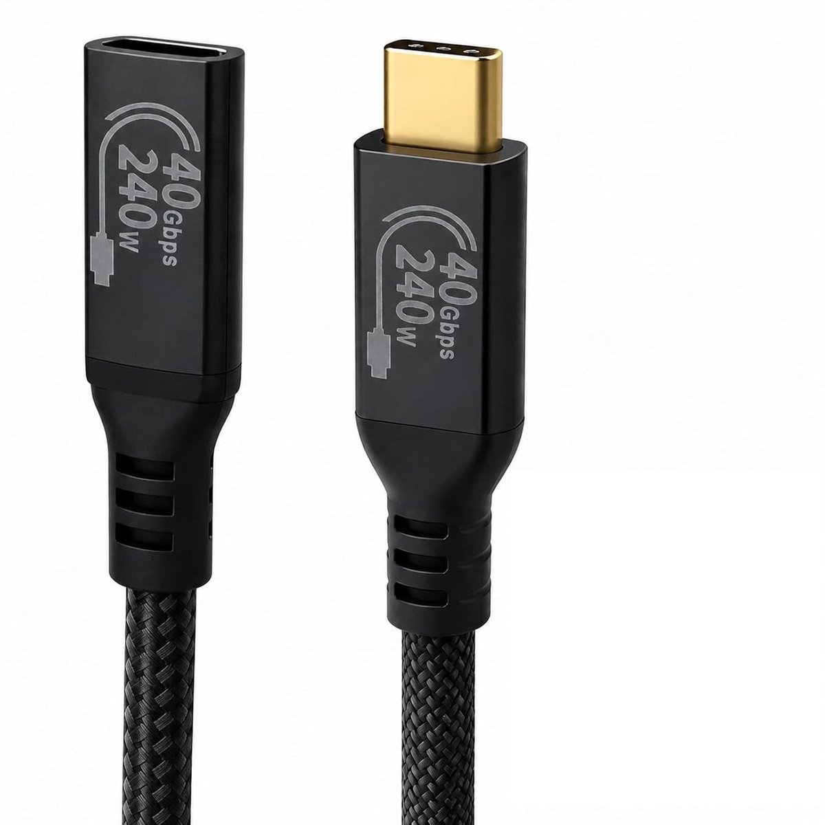 Kabel voor USB C Verlenging 0.5 m, 40 Gbit/s, Ondersteunt 8K 60Hz en 4K 144Hz, Ideaal voor Snelladen en Videooverdracht