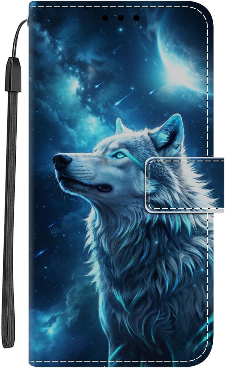 telefoonhoes voor Samsung Galaxy S24, schattig patroon, lederen hoes