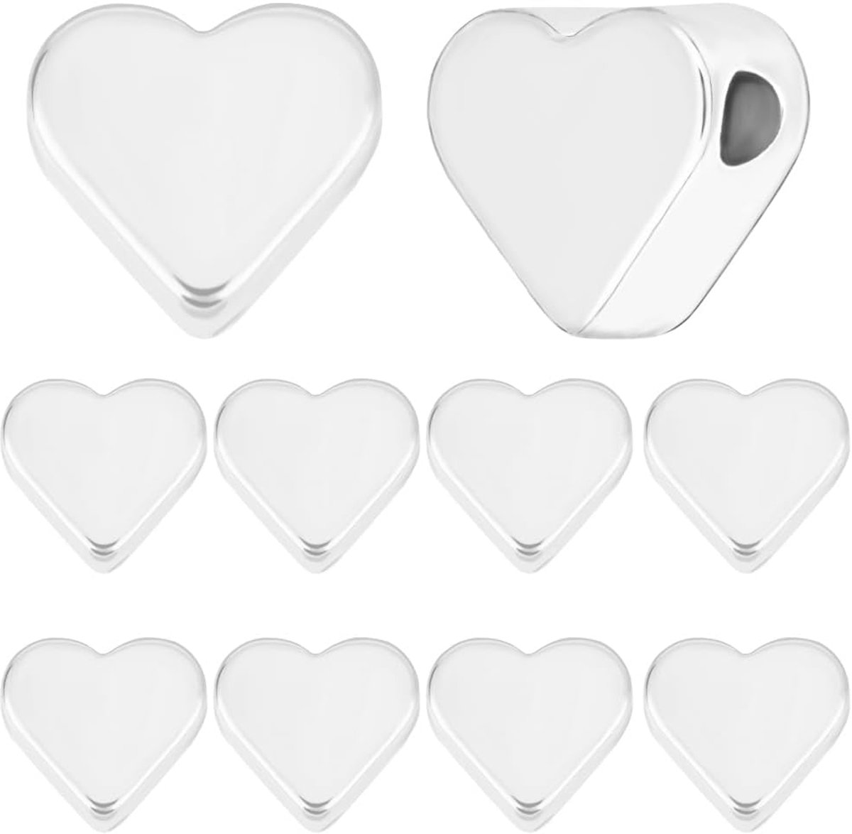 1 doos 60pcs zilver hart perlen 925 sterling zilver verplated koper