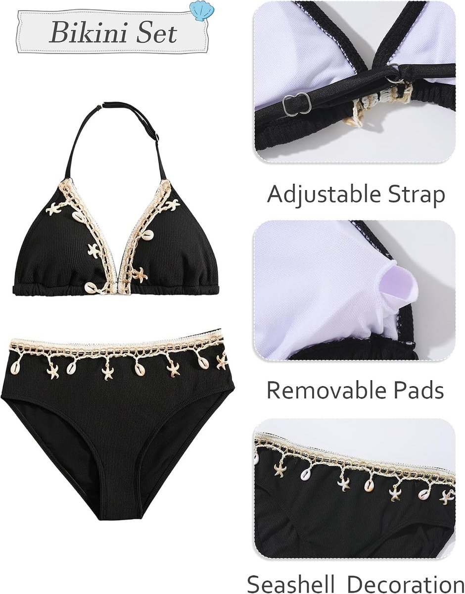 Badpak 3-delig voor kinderen, meisjes, bikinitop + slip + cover-up