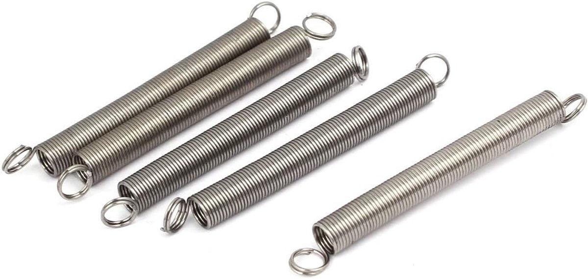 0.5mmx5mmx50mm 304 Roestvrij Staal Spanveren Zilver Tone 5pcs