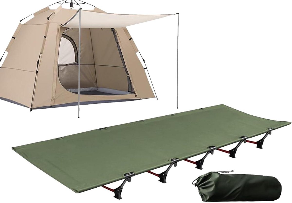 Campingbed - Draagbaar Kinderbed - Comfortabel Slapen - Lichtgewicht Ontwerp - 75 inch - Legergroen