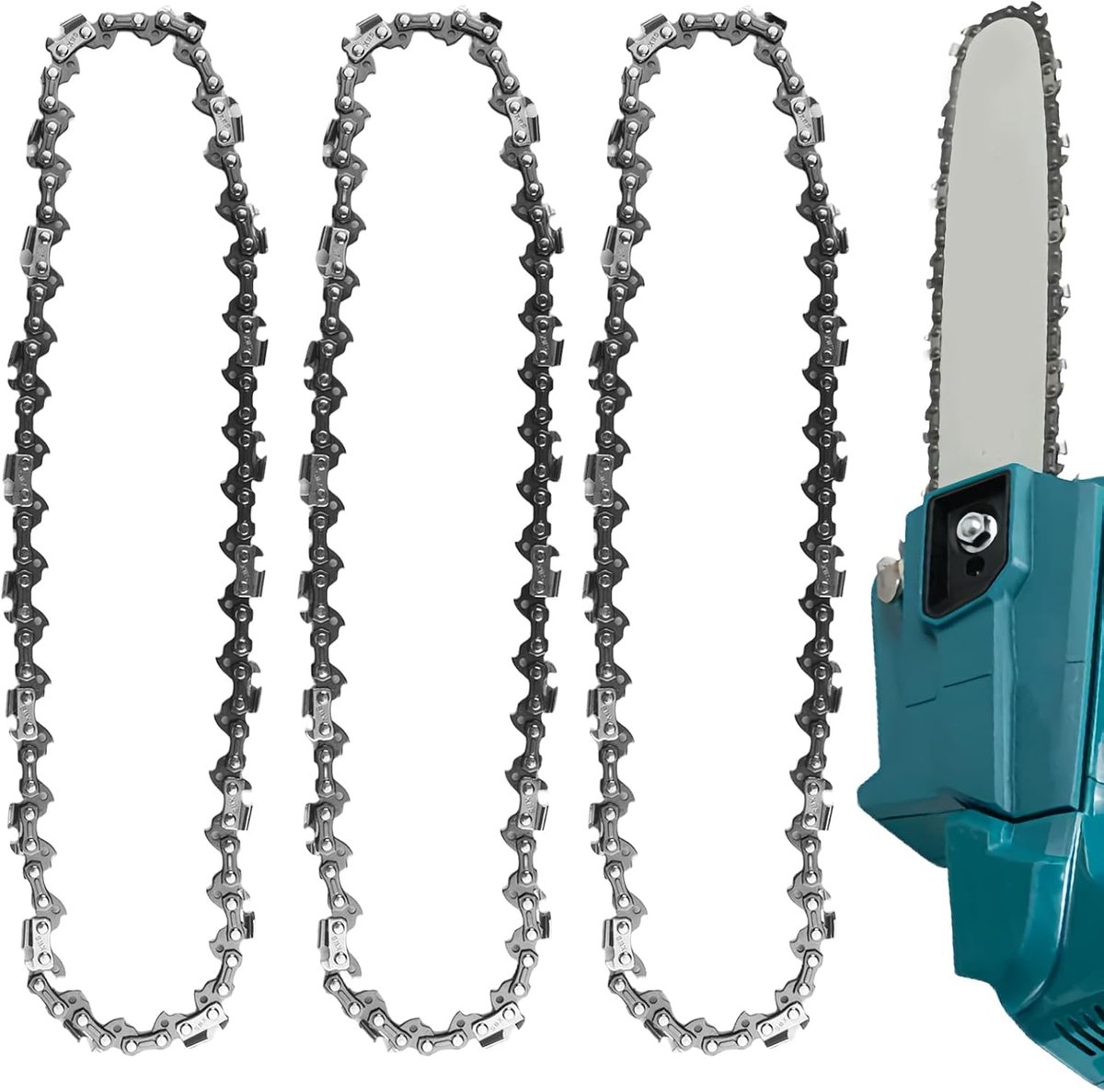 3 x 25 cm zaagketting 3/8 inch LP 40 aandrijfschakels 1,1 mm terugslagarme accukettingzaag ketting voor 10 inch zwaard, reserveketting compatibel met Makita DUC254Z, Einhell-GE-LC 18/25 Li, Oregon en