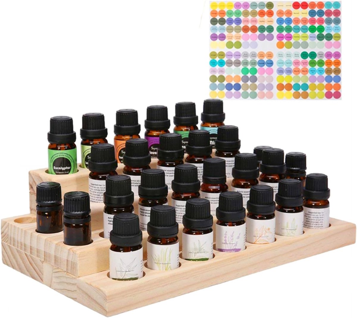 houten organizer voor etherische olie, display met 30 gaten, voor