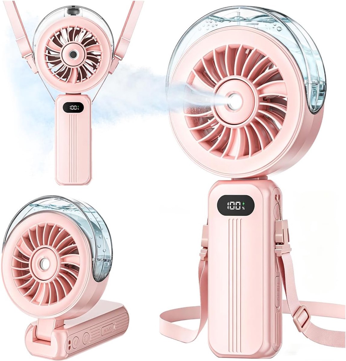 Misting Fan Draagbaar - Hoge Snelheid Handheld USB Oplaadbare Koelventilatoren met mist, 6000mAh Batterij Aangedreven Persoonlijke Kleine Mini Opvouwbare Bureauventilator voor Reizen Buiten