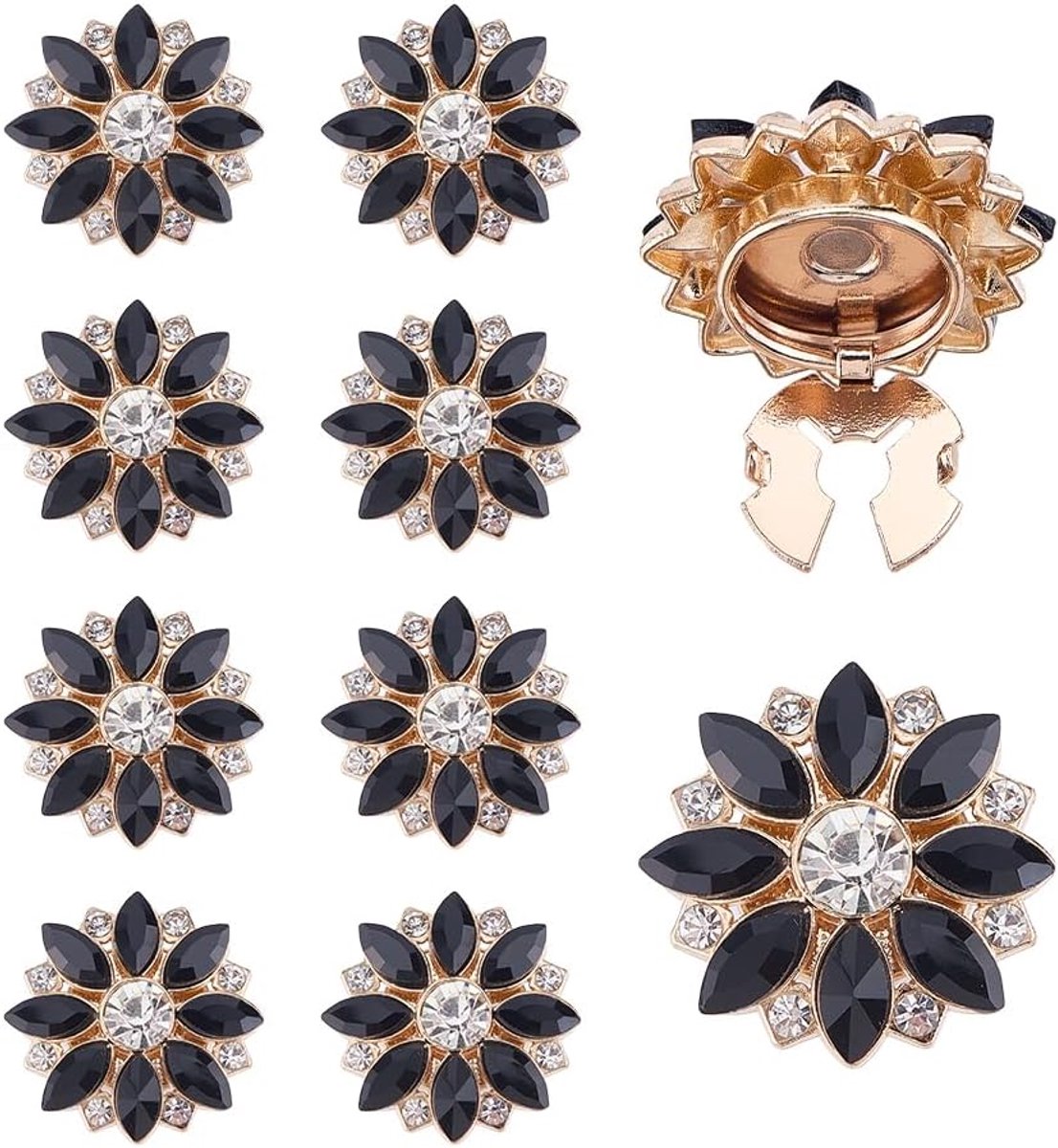 10 stuks strass bloemen knoopafdekkingen 28 mm clips knopen sieraden