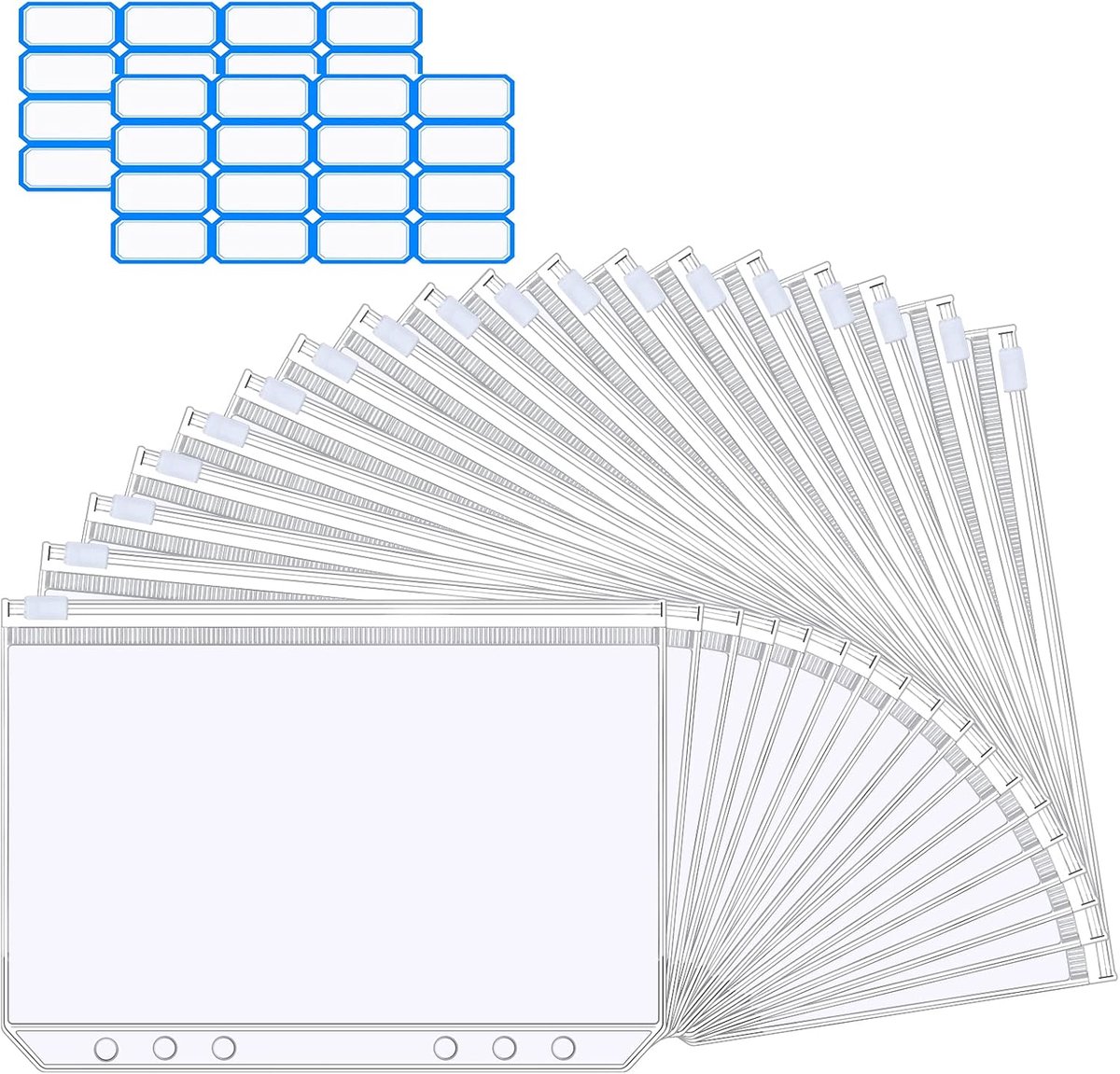 A5 Rits Binder Zakken, 18Pcs Plastic Binder Rits Mappen Losse Blad