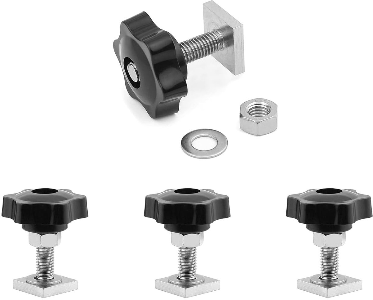 Adapter, T-slot moeren en t-groef, met M8 moeren en ringen, voor