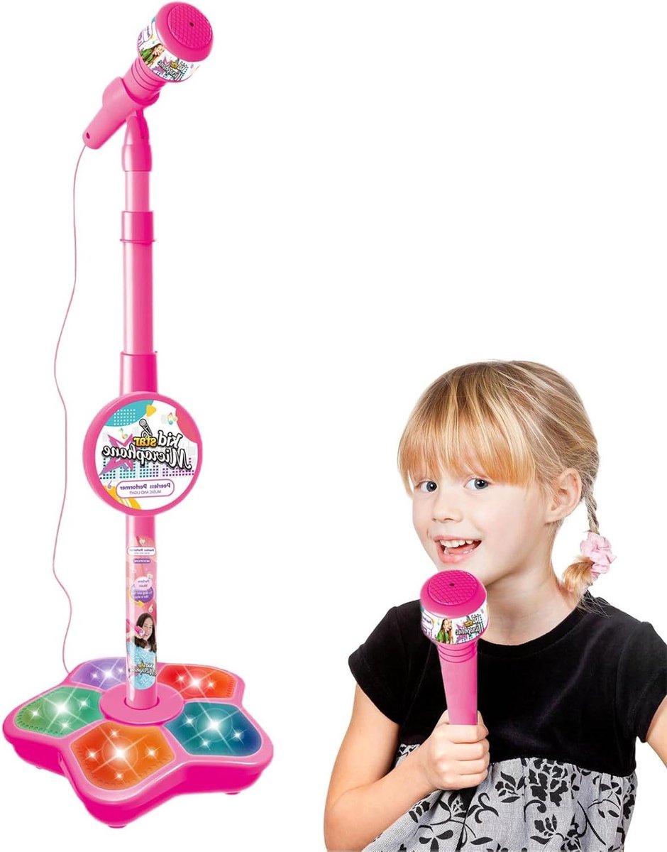 Kinder Karaoke Microfoon - Zing Speelgoed - Muziek Maken - Verstelbare Hoogte - 100 cm - Rood