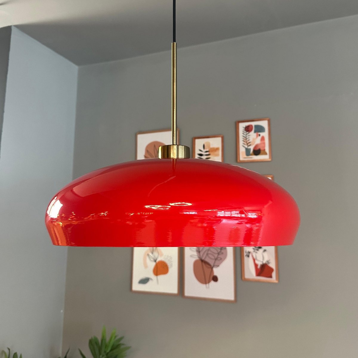 Bamyum Androa hanglamp, industriële Modern stijl, Ø40 cm, rood metalen lamp