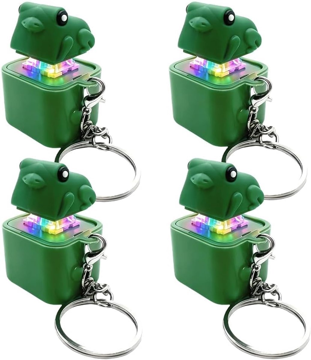 Keycap Fidget Toys, 4-delige set met kwakende sleutelhangers, Kikker sleutelhangers, voor verlichting van angst en spanning